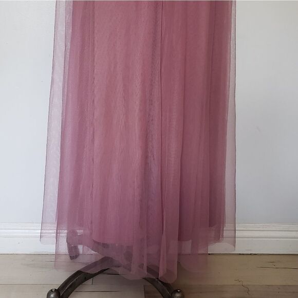 EVER PRETTY 7369 purple orchid spaghetti straps v neck tulle maxi dress 12 - Picture 7 of 13